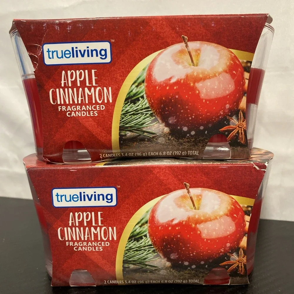 2 -2pk‎ True Living Apple Cinnamon Scented Candles